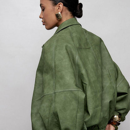 Chic und Stil Veste oversize décontractée pour femmes en daim vegan