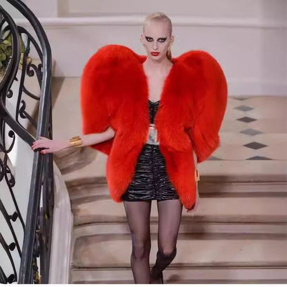 Dames Blouse en fourrure synthétique extravagante Chic und Stil