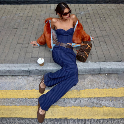 Dames Ensemble à deux pièces à la mode avec rayures Chic und Stil