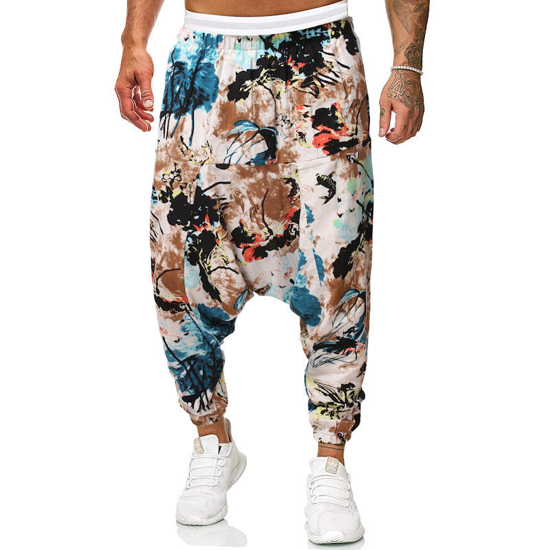 Harem pants for men with unique fancy pattern and elastic waist Chic and Style