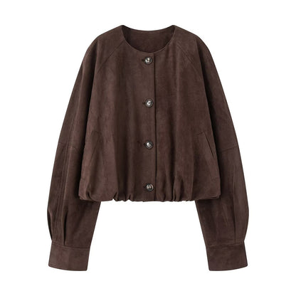 Dames Doublure en Suède Douce avec Traitement Élégant des Boutons Chic und Stil