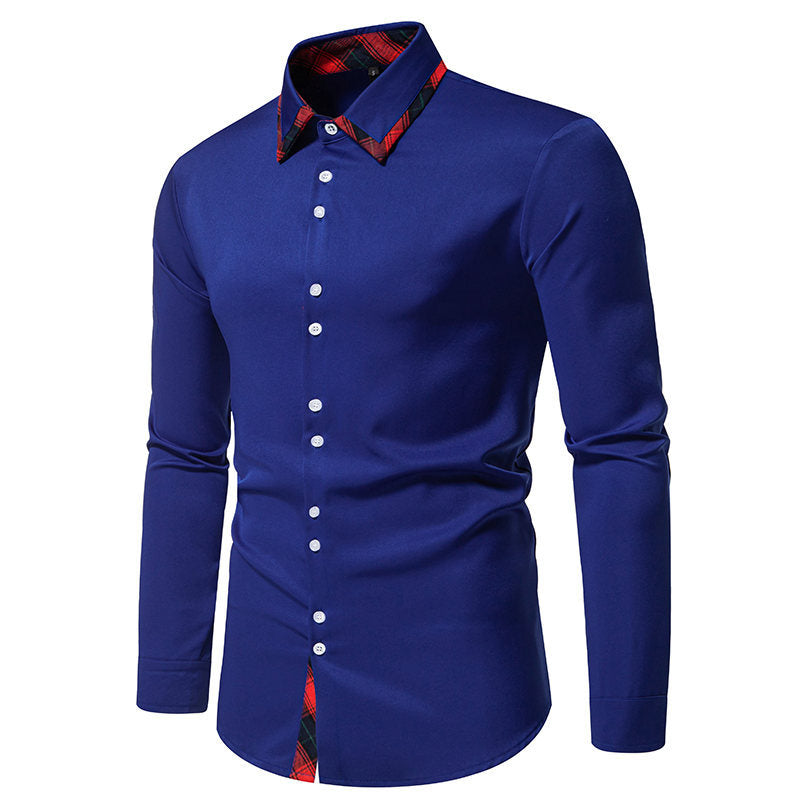 Chemise élégante à manches longues pour hommes avec détails de col à carreaux Chic und Stil