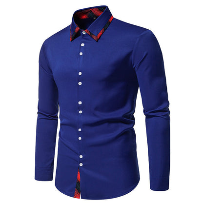 Chemise élégante à manches longues pour hommes avec détails de col à carreaux Chic und Stil