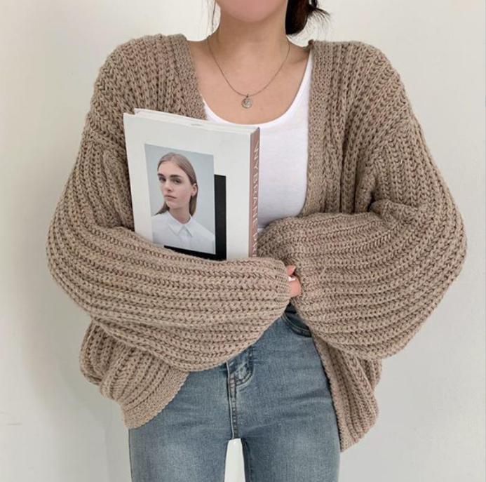 Cardigan oversize en tricot épais pour femmes avec décolleté en V profond Chic und Stil