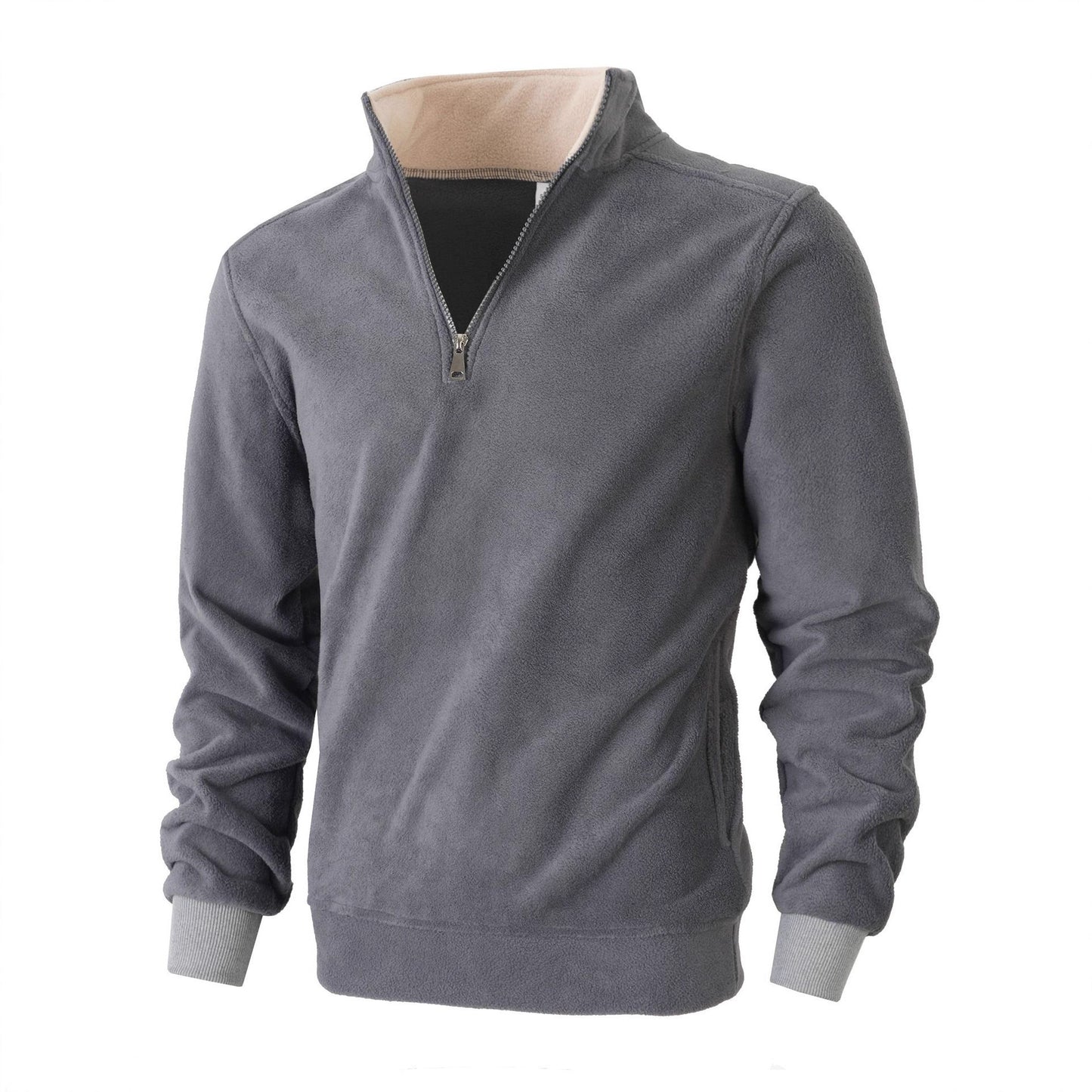 Men's fleece pullover with high collar and zipper Chic und Stil