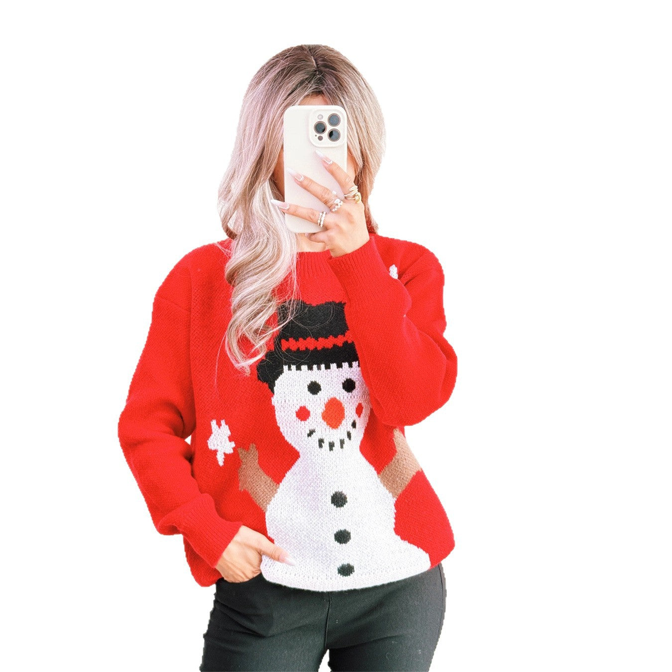 Pull de Noël pour femmes avec motif festif de bonhomme de neige Chic und Stil
