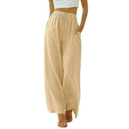 Wide palazzo pants for women with elastic waistband and side pockets Chic und Stil