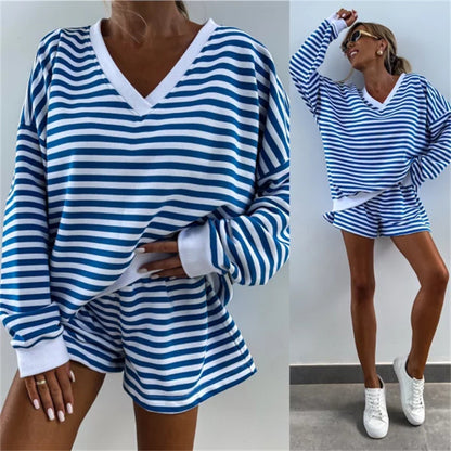 Casual outfit for women with oversized V-neck sweater and shorts Chic and Style