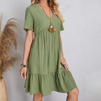 Robe fluide à volants pour femmes avec décolleté en V Chic und Stil