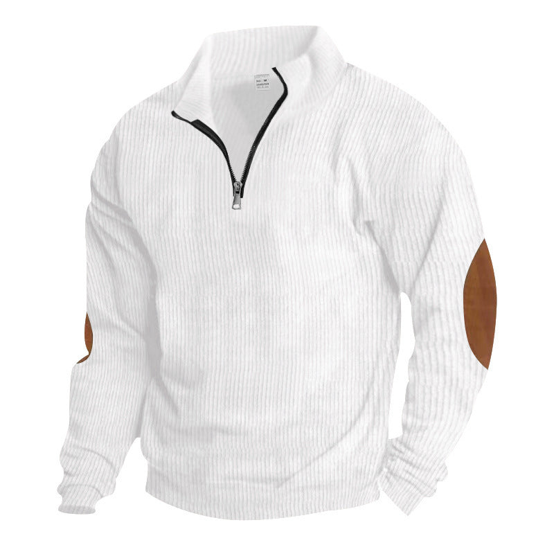 Pull-over zippé pour hommes avec applications en cuir Chic und Stil