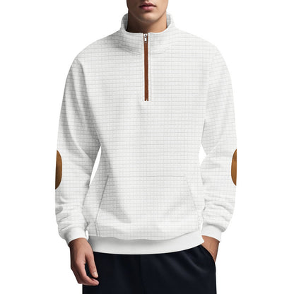 Sporty pullover for men with half-zip closure and textured surface Chic and Style