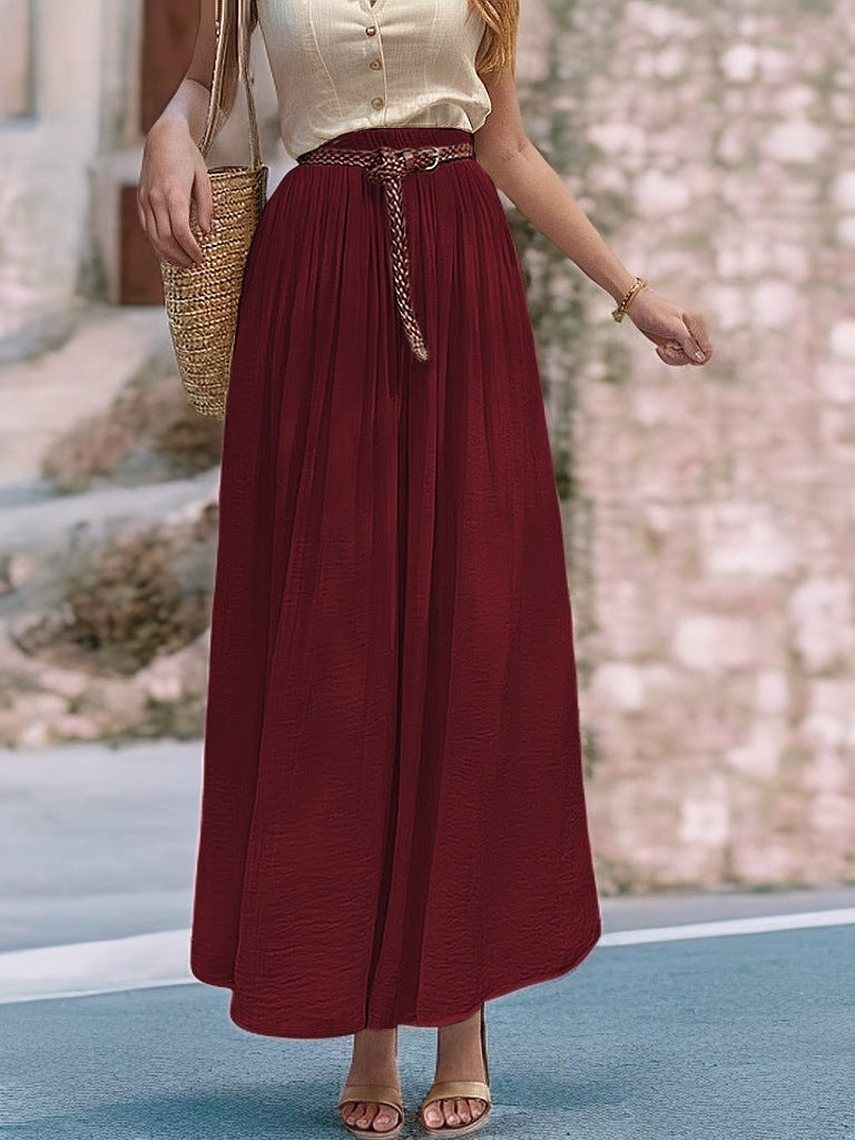 Robe Maxi longue pour femmes avec ceinture élastique et tissu fluide Chic und Stil
