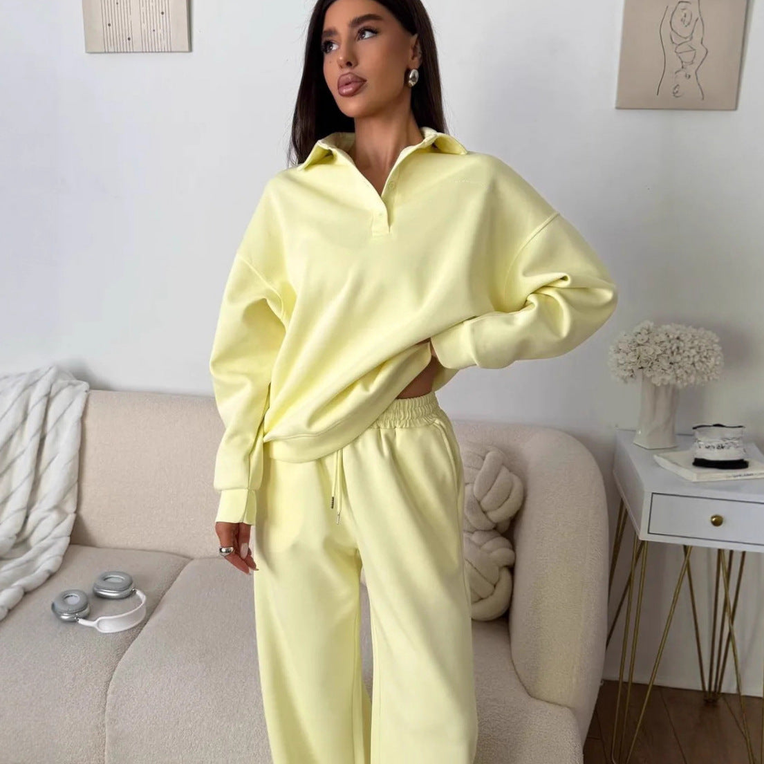 Dames Pull sportif avec pantalons larges Chic und Stil
