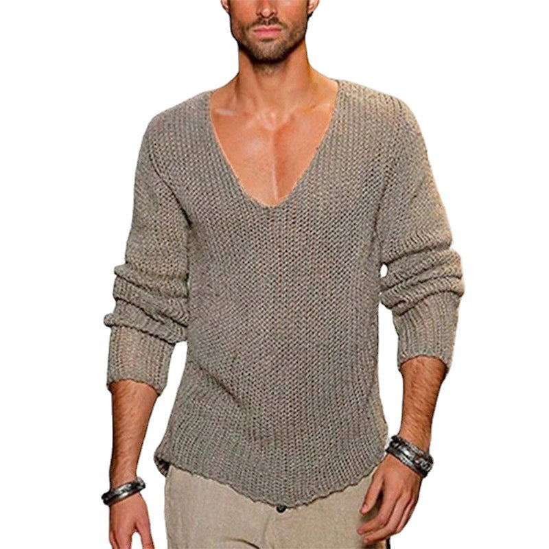 Pull décontracté pour homme en tricot avec décolleté en V profond et coupe confortable Chic und Stil