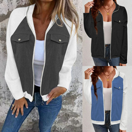 Dames Pull décontracté avec poches latérales et applications à la mode Chic und Stil