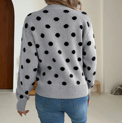 Pull en grosse maille pour femmes avec motif à pois et coupe décontractée Chic und Stil
