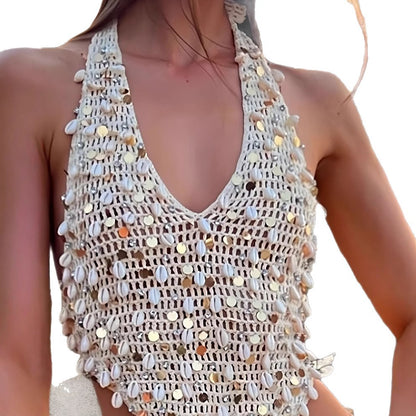 Crochet swimsuit set for women with shell details and trendy cut Chic und Stil