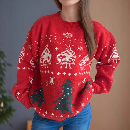 Pull en tricot de Noël pour femmes avec motifs festifs et coupe décontractée Chic und Stil