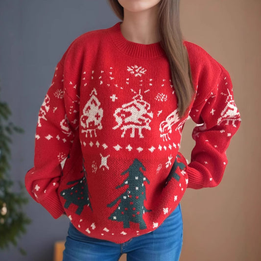 Pull en tricot de Noël pour femmes avec motifs festifs et coupe décontractée Chic und Stil