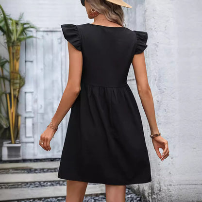 Robe de loisirs pour femmes avec broderies florales et détails en volants Chic und Stil