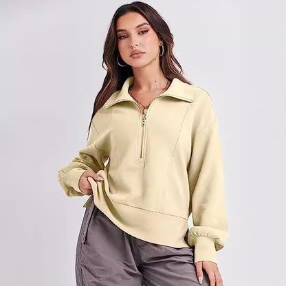 Pull décontracté pour femmes avec col montant et fermeture éclair Chic und Stil