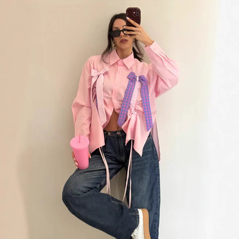 Chemisier femme avec des nœuds décoratifs et détail froncé Chic und Stil