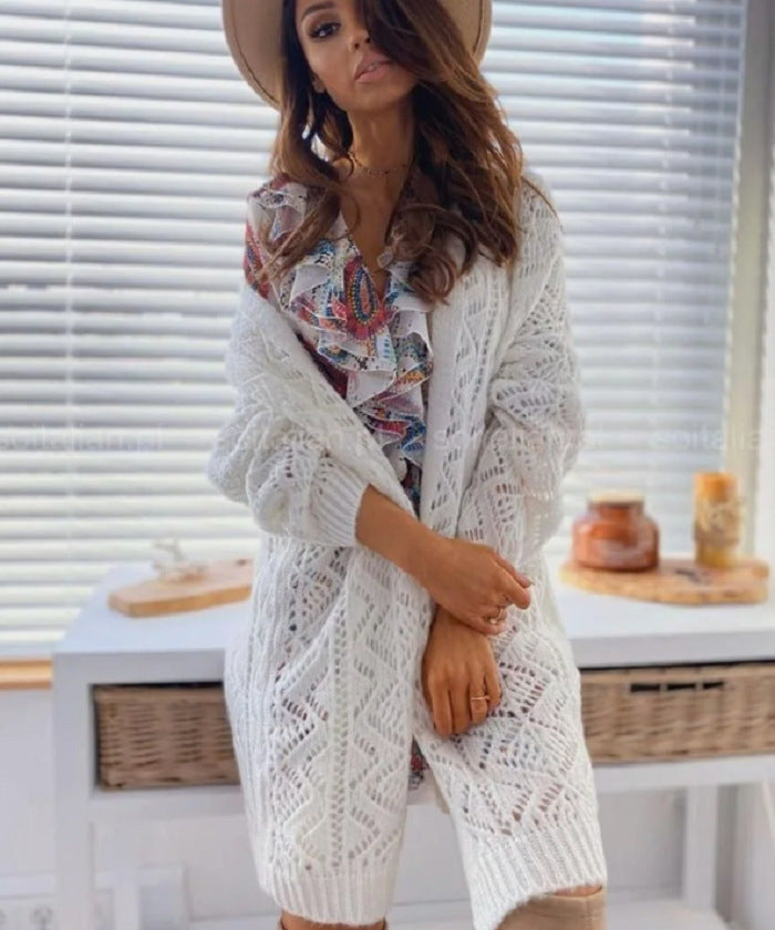 Dames Grand cardigan en tricot avec motif ajouré Chic und Stil