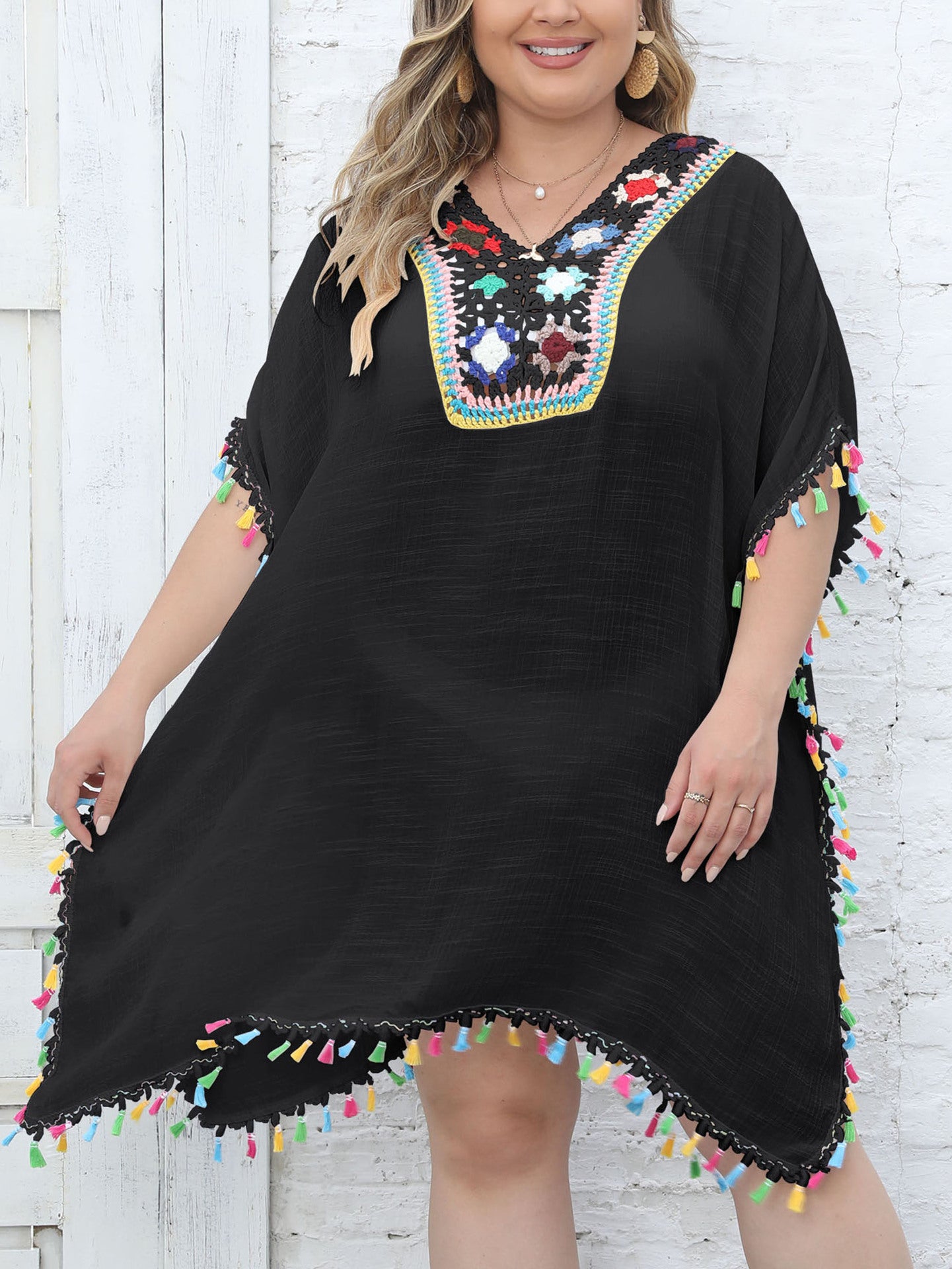 Robe de plage brodée à franges pour femmes Chic und Stil