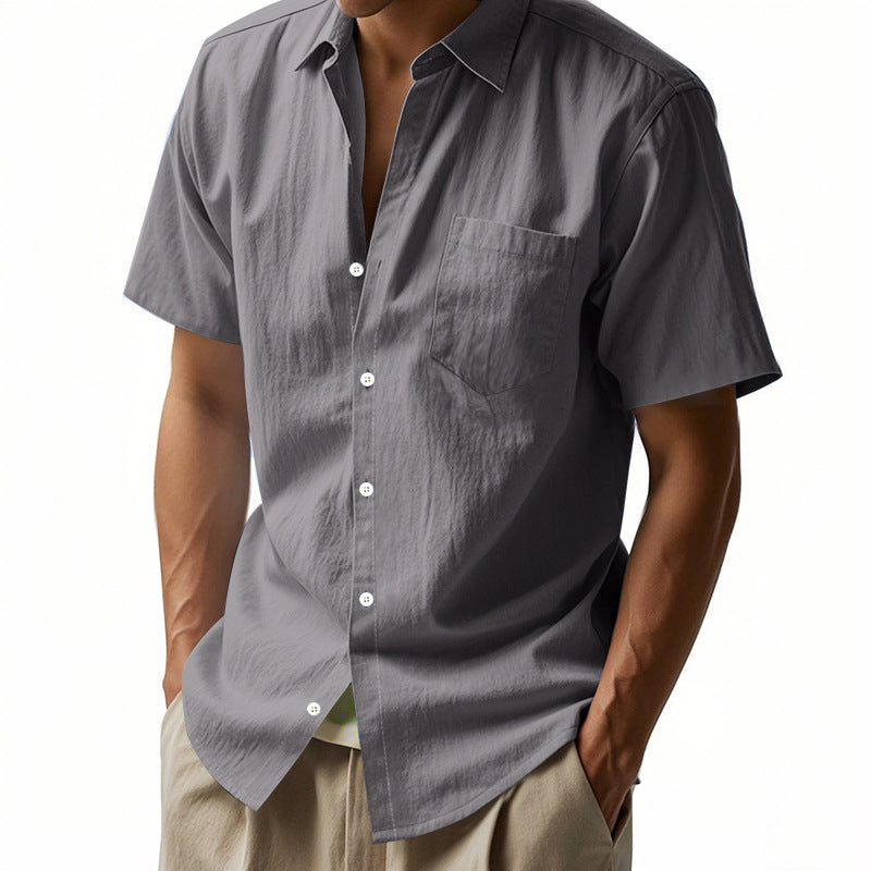 Chemise en lin à manches courtes pour hommes avec design structuré et poche poitrine pratique Chic und Stil