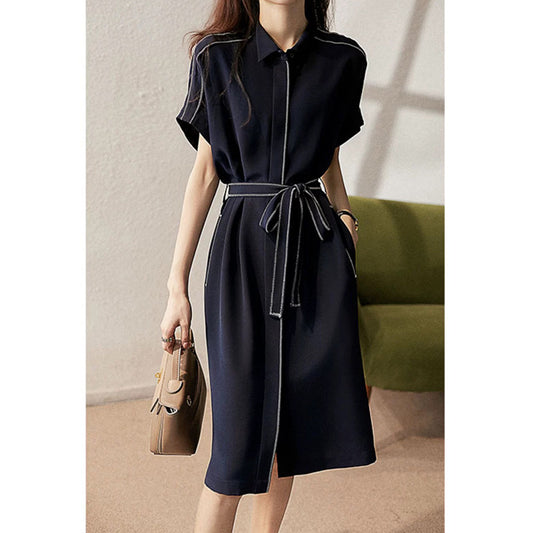 Robe chemise ceinturée pour femmes avec poches Chic und Stil