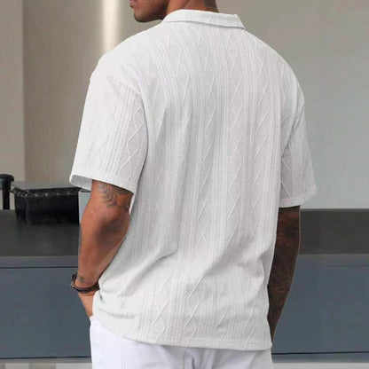 Men's Leisure Short Sleeve Textured Polo Chic and Style