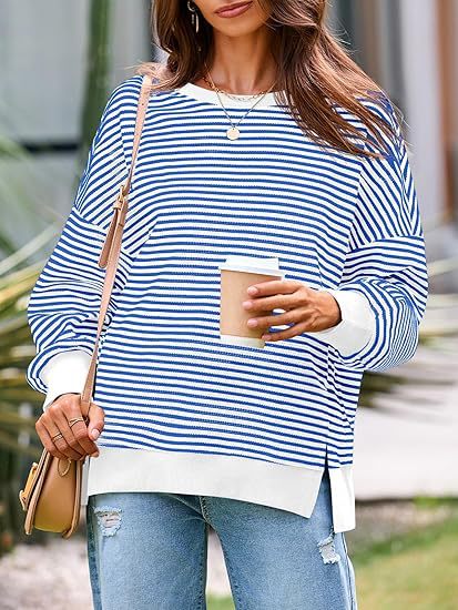 Pull oversized rayé décontracté pour dames Chic und Stil