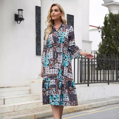 Robe à manches longues pour femmes avec imprimé coloré Chic und Stil