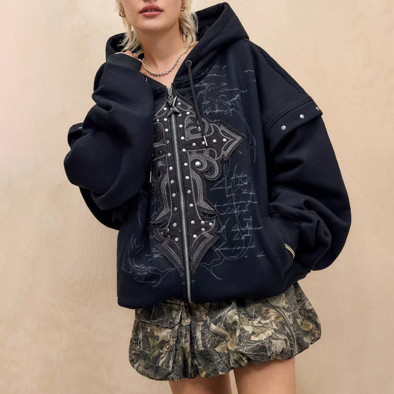 Dames hoodie surdimensionné avec impression détaillée Chic und Stil