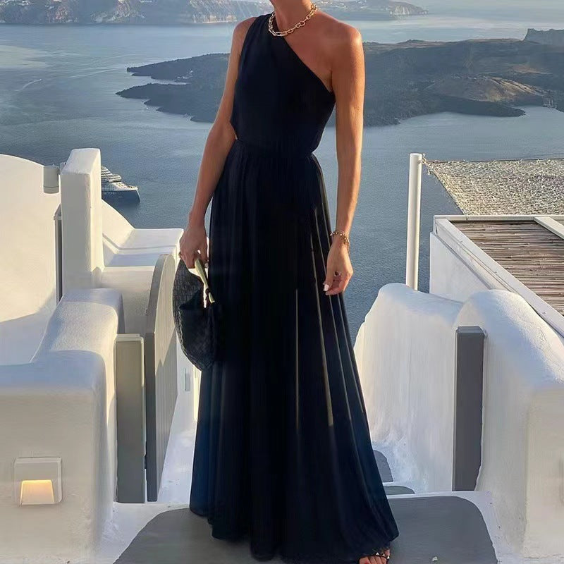 Robe maxi élégante pour femme à une épaule Chic und Stil