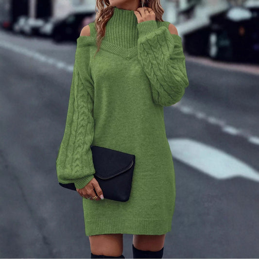 Robe tricot femme avec design off-shoulder et structure complexe de motif en torsades Chic und Still