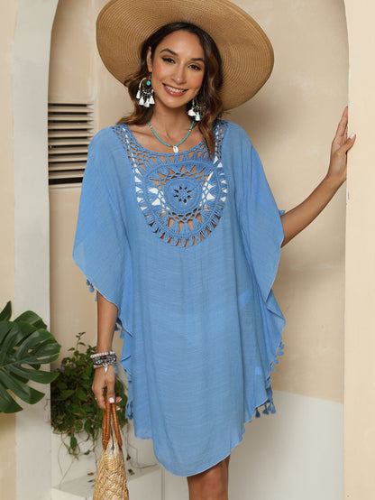 Dames Détail au Crochet Kaftan de Plage Chic und Stil