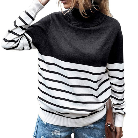 Pull col roulé confortable pour dames avec motif rayé Chic und Stil