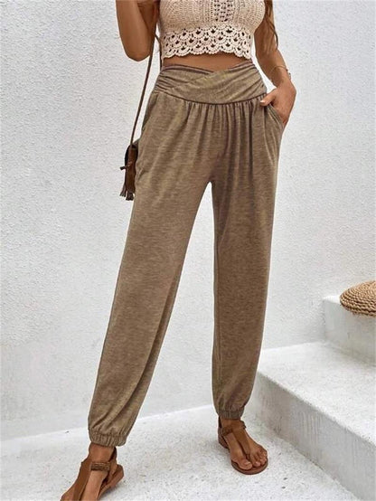 Chic and Style high-waisted elegant leisure pants for women with side pockets