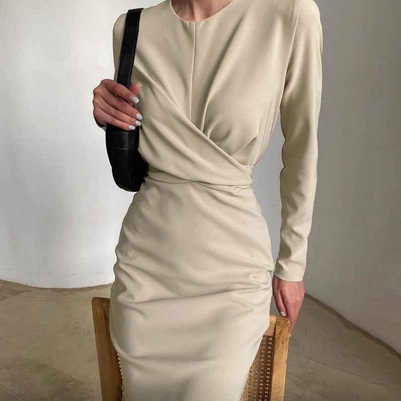 Dames Élégante robe portefeuille à manches longues et coupe fluide Chic und Stil