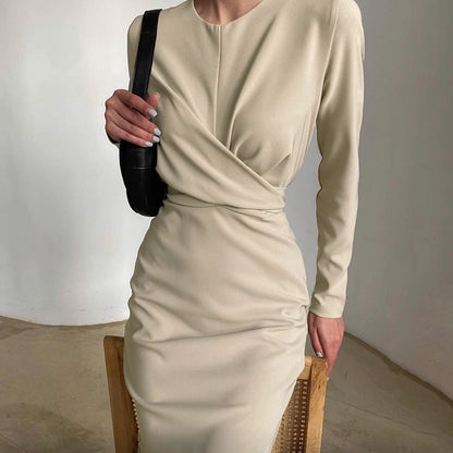 Dames Élégante robe portefeuille à manches longues et coupe fluide Chic und Stil