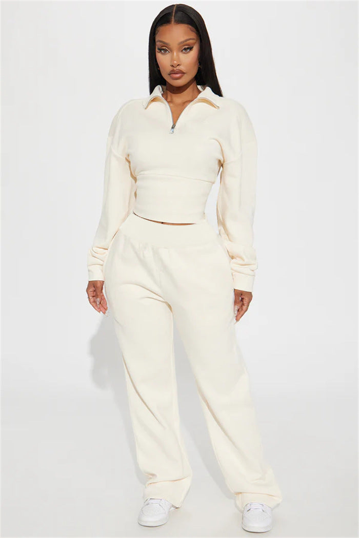 Dames Ensemble de loungewear en polaire sporty avec fermeture éclair Chic und Stil