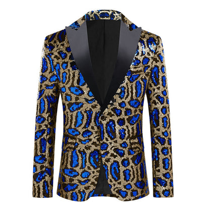 Elegant men's sequin blazer with modern leopard print Chic and Style