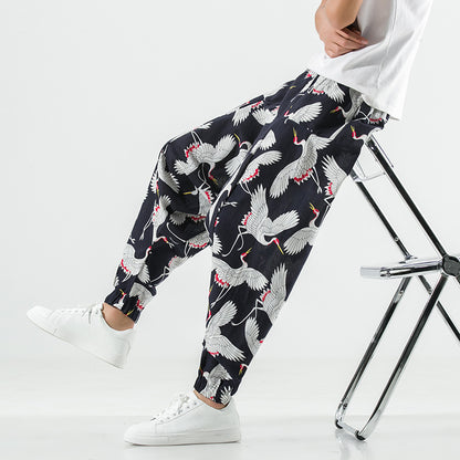 Casual Harem Pants for Men with Modern Print and Elastic Waist Chic and Style