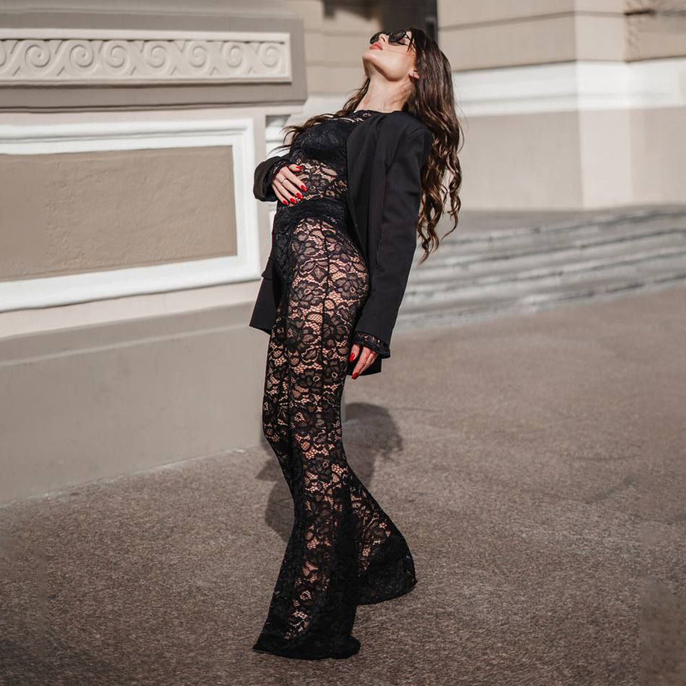 Dames Élégant Ensemble en Dentelle Chic und Stil