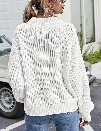Pull en grosse maille pour femmes avec design en torsades et col montant Chic und Stil