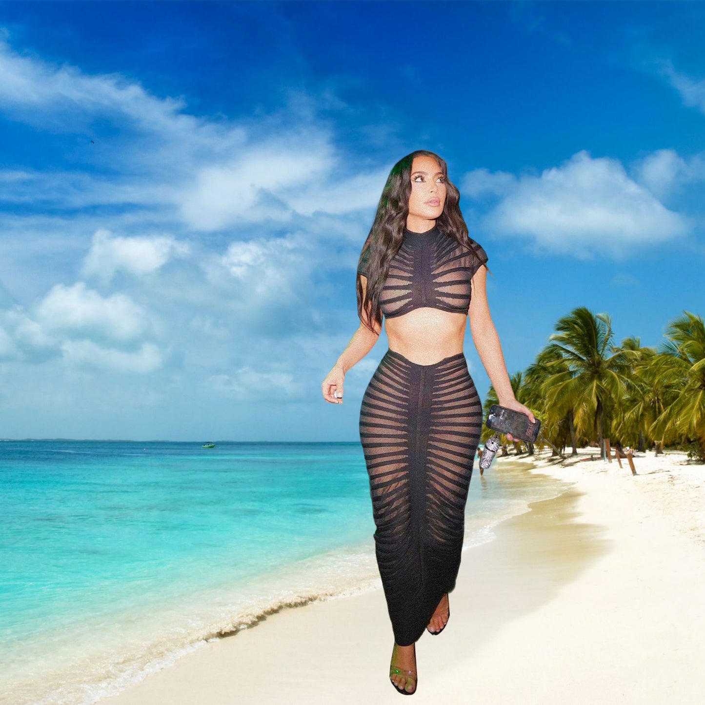 Dames Haut court ajusté et ensemble de jupe Chic und Stil