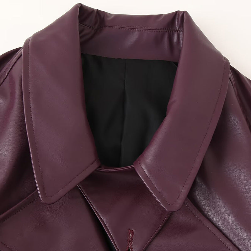 Asymmetrical faux leather biker jacket for women with practical pockets Chic und Stil