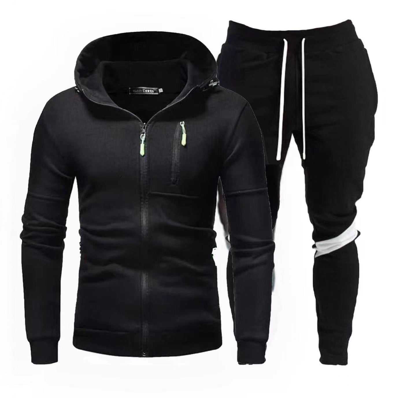 Sporty hoodie for men with practical zipper and chic jogger pants