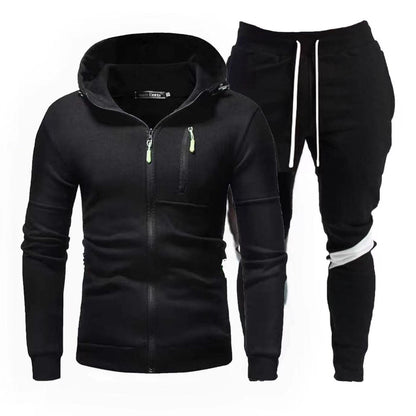 Sporty hoodie for men with practical zipper and chic jogger pants
